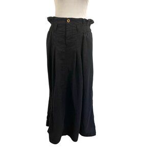 FREE PEOPLE Paper-Bag Elastic Waist Midi Skirt Pockets Goth Black size Small